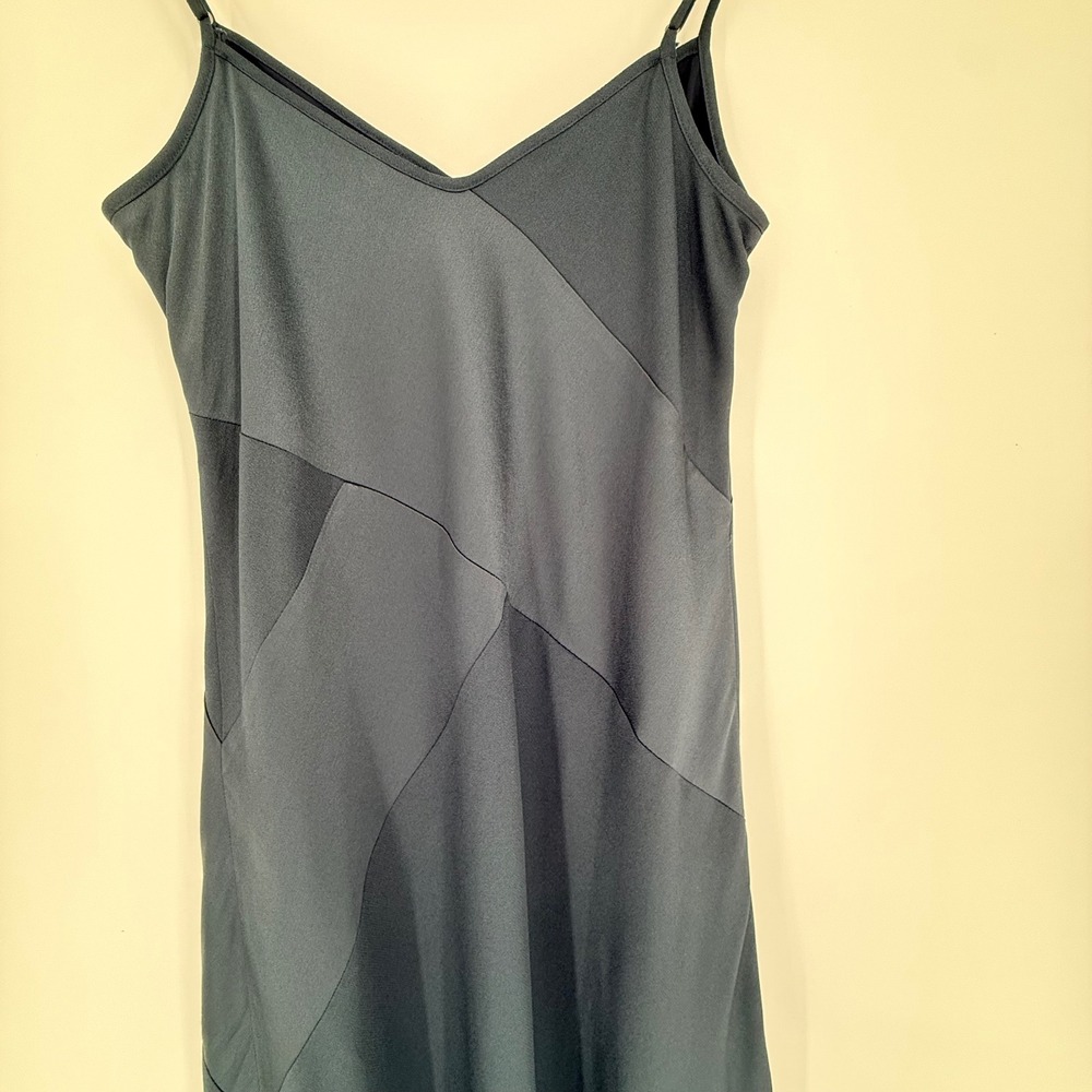 J.Crew Collection Mixed Satin-Crepe Slip Dress Navy Blue [8] J8260 90's Stle - Picture 9 of 10